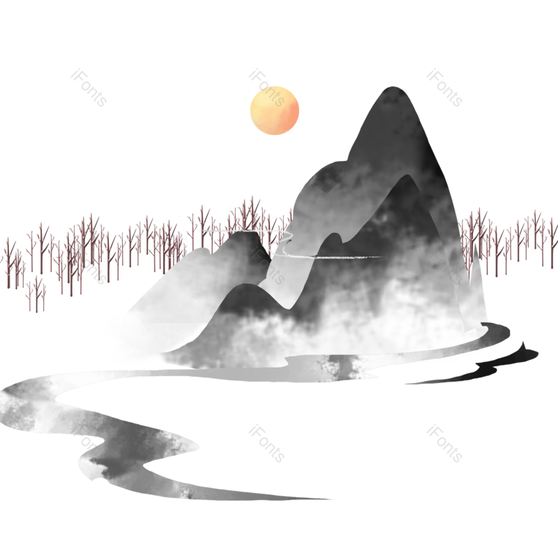 水墨图片,雪人元素,PNG,免抠素材